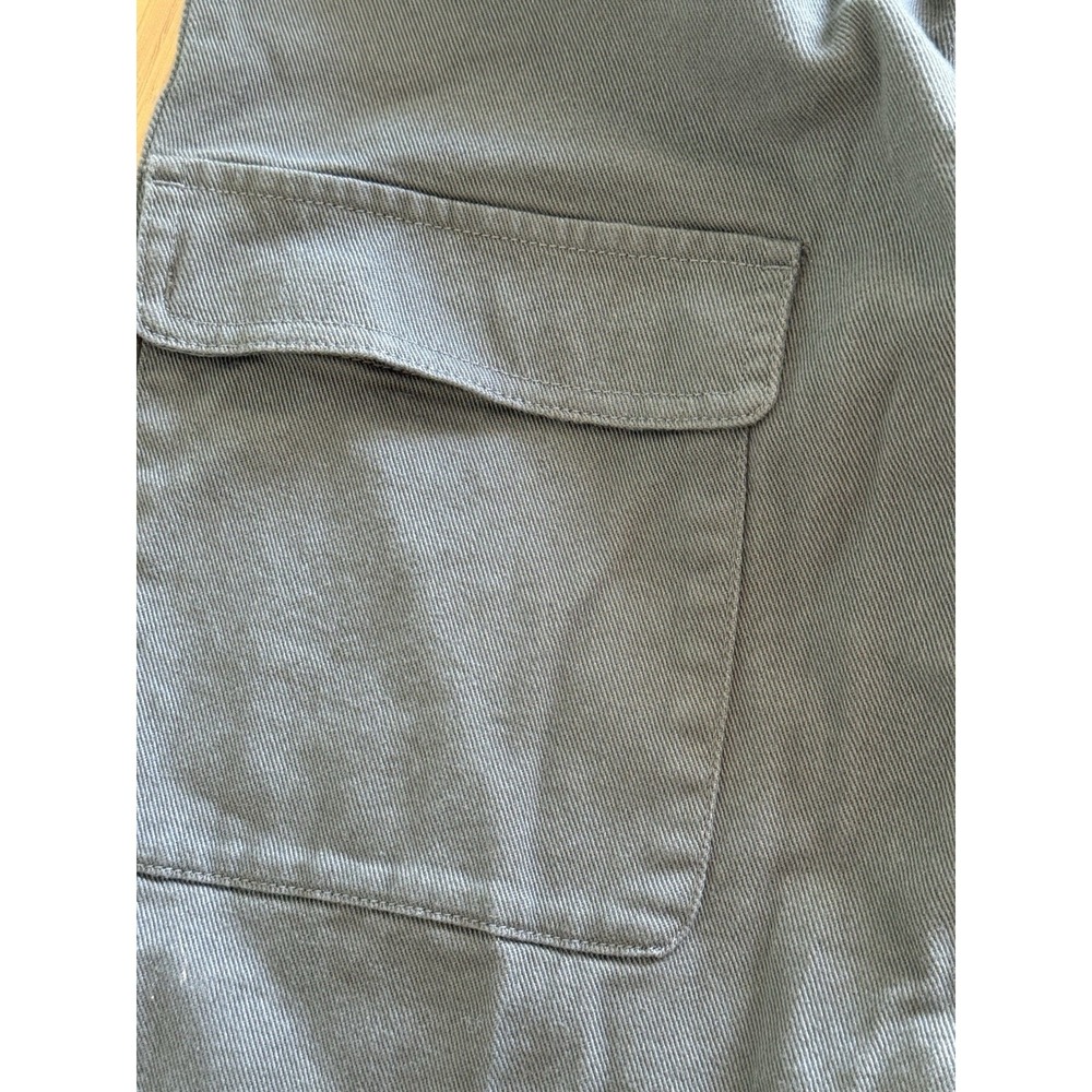 Quince Organic Stretch Cotton Twill Cargo Pants Womens 10 Green Loden Wide Leg - Picture 8 of 12